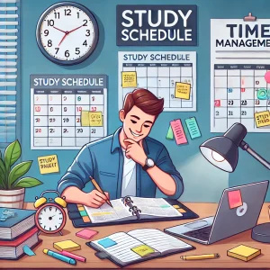 Joven organizando el calendario en su agenda