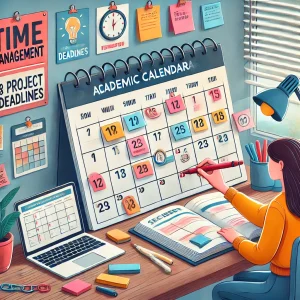 Persona realizando un calendario académico personalizado