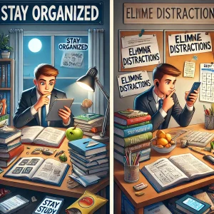 Persona lado derecho sin distracciones / persona lado izquierdo con distracciones al momento de estudiar