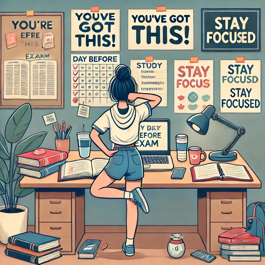 Mujer organizando su actividades un día antes de su examen